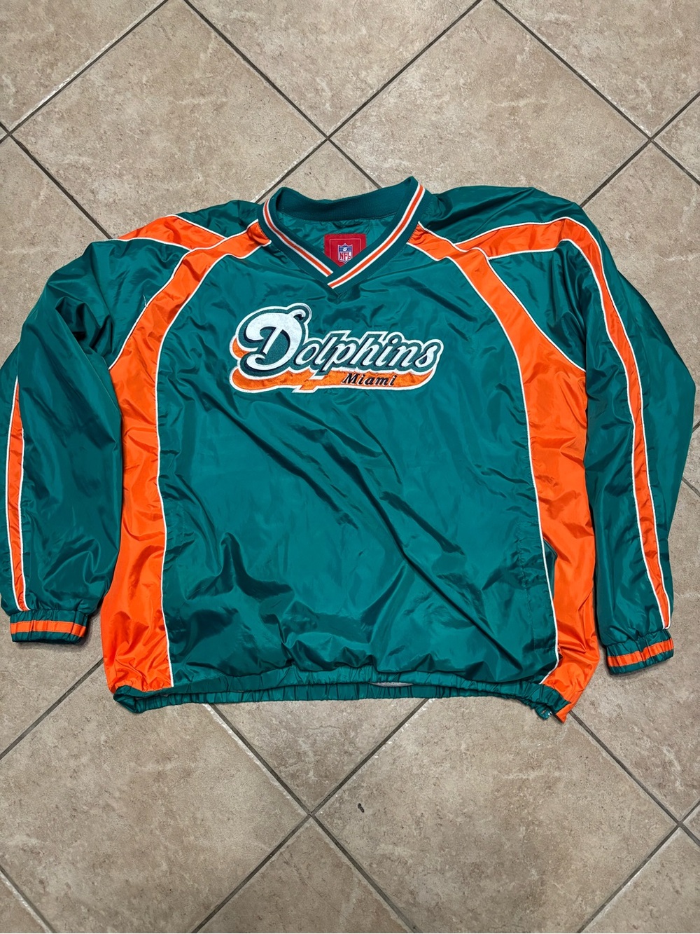 NFL Teal and Orange Pullover Jacket with Striped Trim